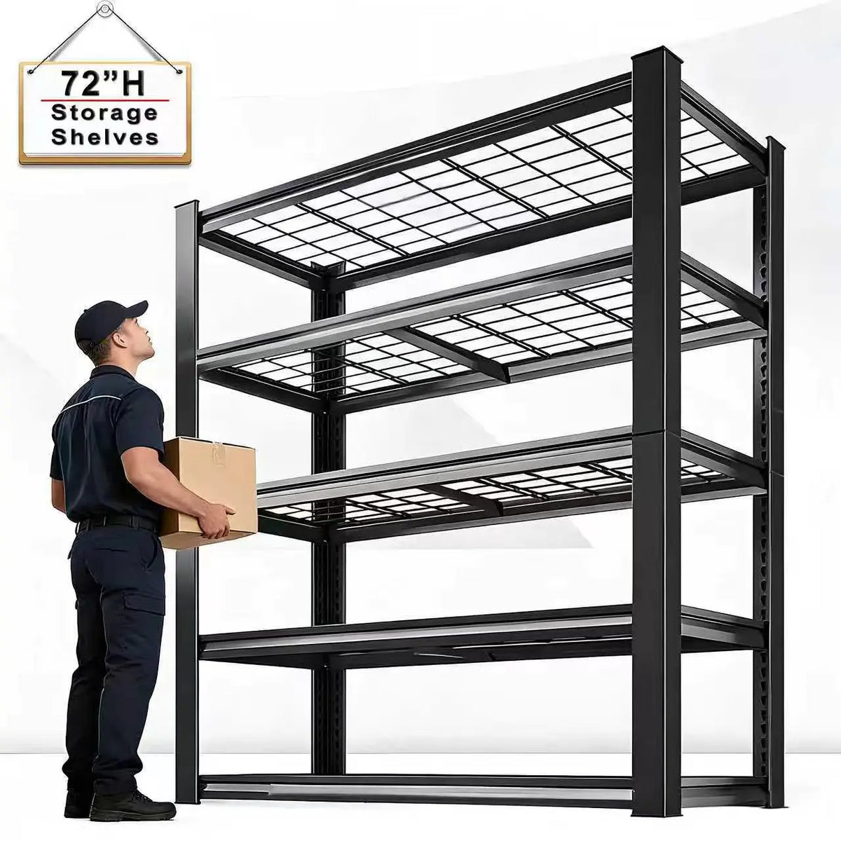 Sarenzoon Adjustable Metal Double Shelf Commercial Utility Storage Rack