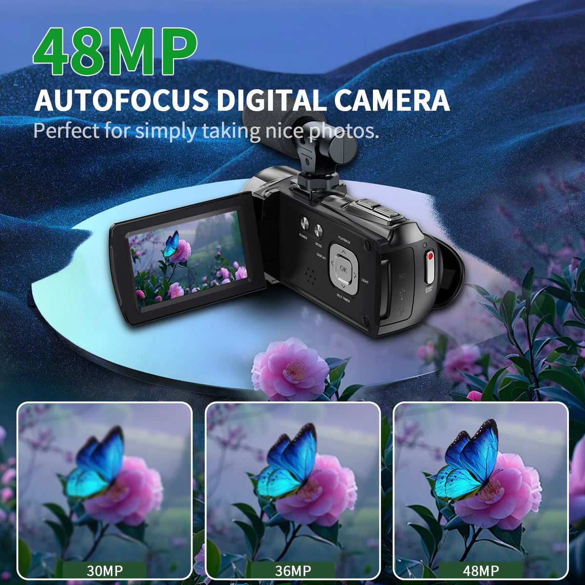 4K Handheld Vlog Camera With 18X Digital Zoom Flip Screen