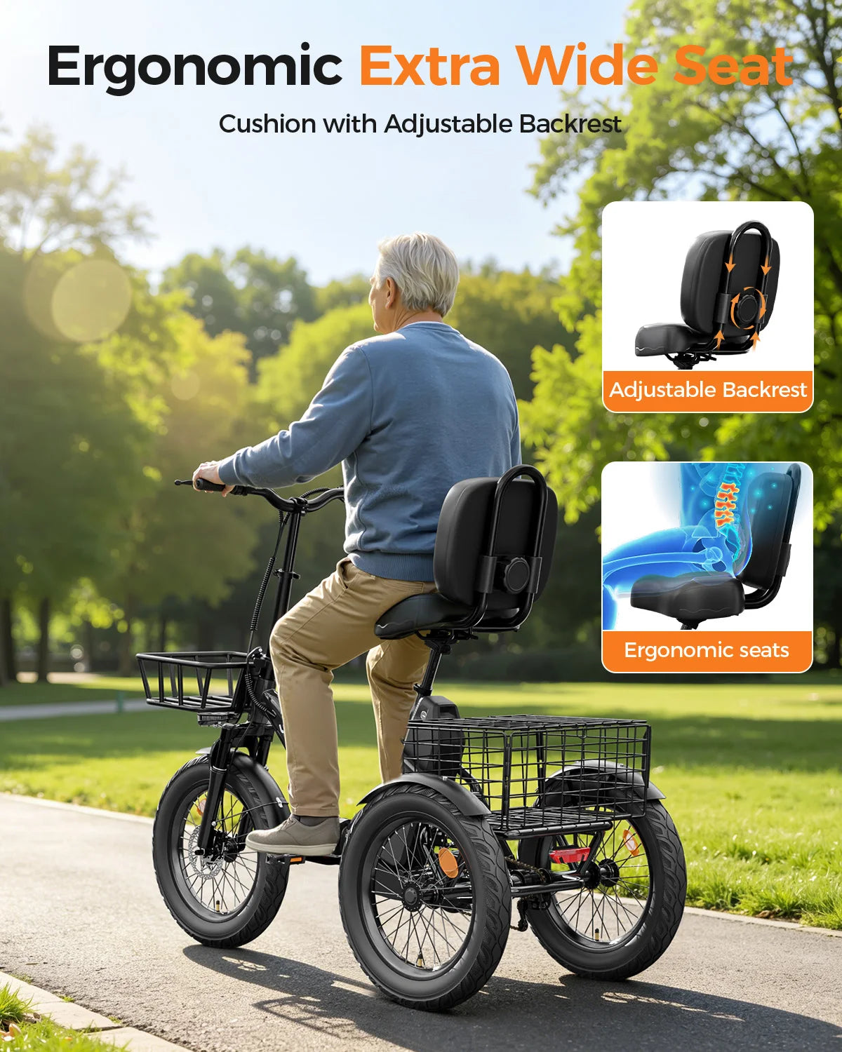 Eilleo Spacewalk Folding Electric Trike For Adults With Fat Tires