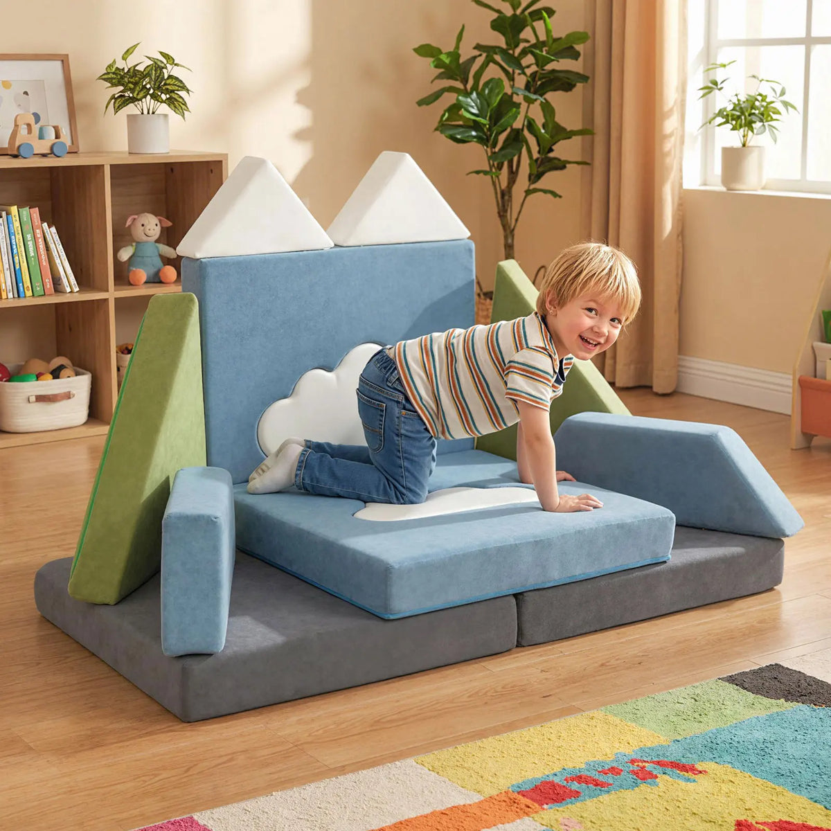 Homasis Modular Kids Play Couch Foam Fort Building Set