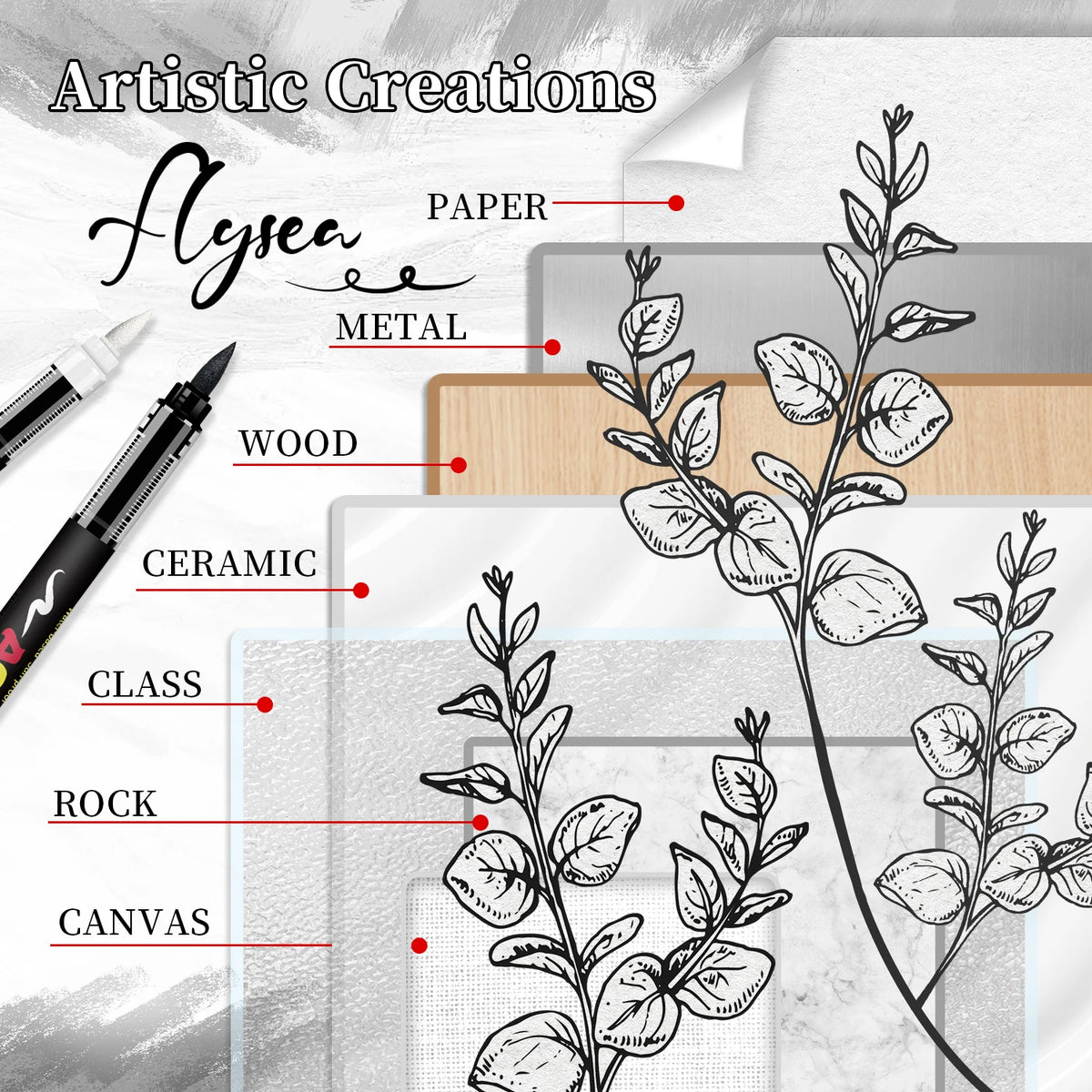 Acrylic Paint Markers Set for Illustration Sketching Wood and Glass