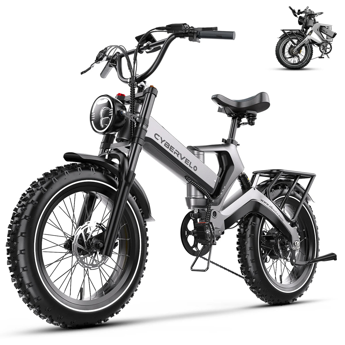 CyberVelo Fat Tire Foldable Electric Bike 2000W Motor 48V Battery