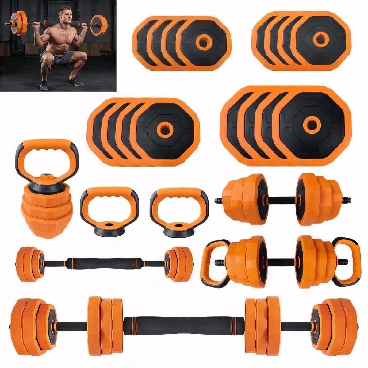 Adjustable Dumbbell Set with Connector for Barbell and Kettlebell Training