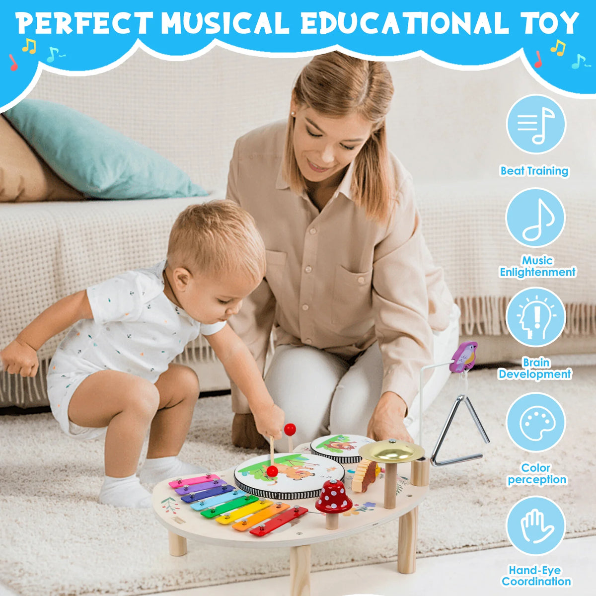 Wooden Aeolian Bells Montessori Baby Educational Musical Xylophone Toy