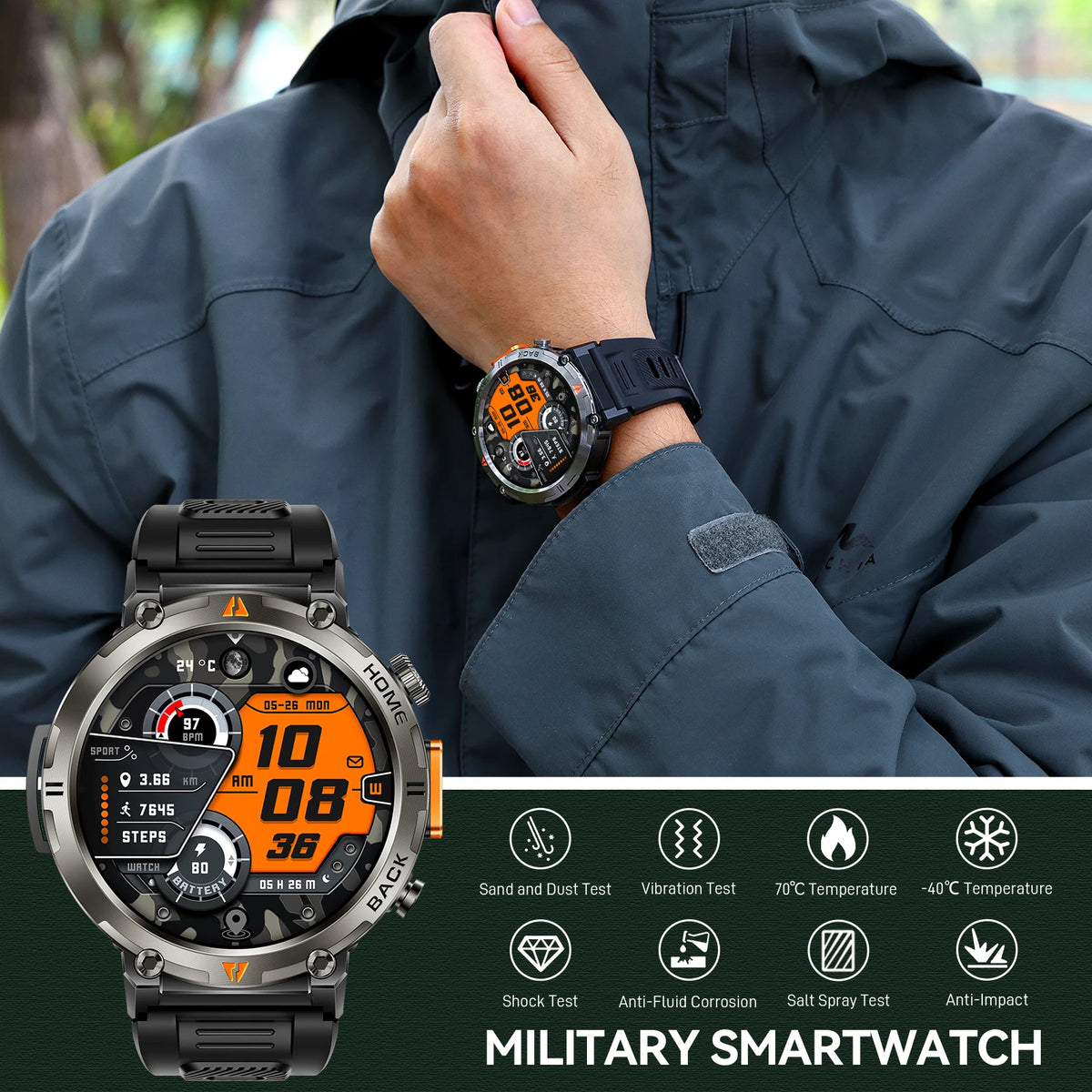 EIGIIS KE3 Bluetooth Call Smartwatch With Heart Rate LED Light