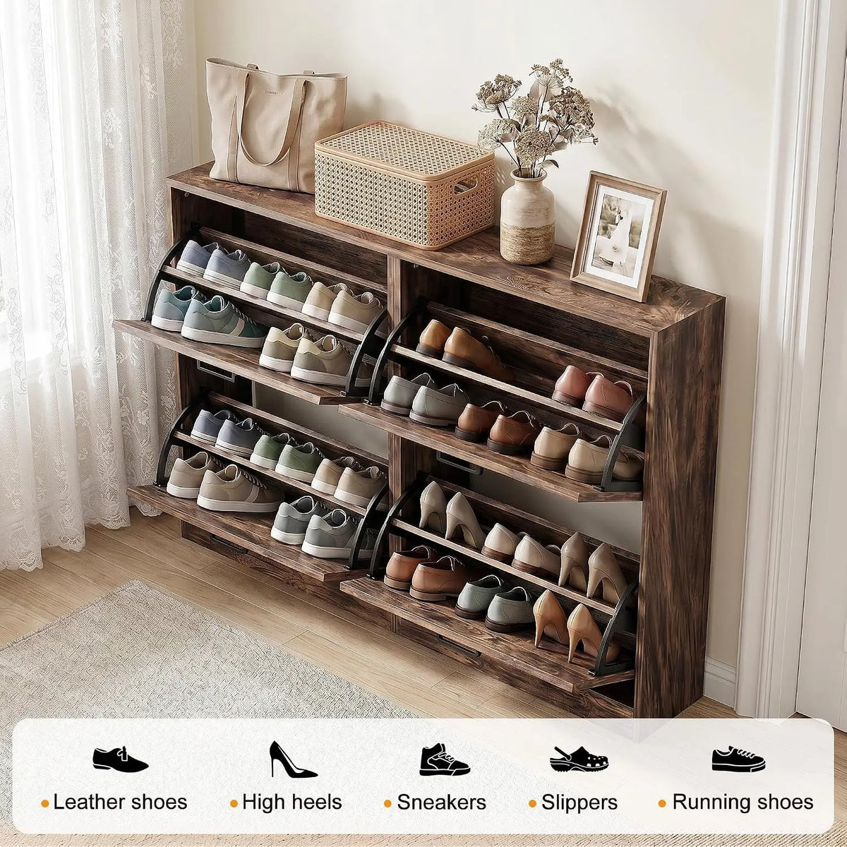 LegacyAmerhome Four Drawer Slim Shoe Entryway Organizer Cabinet