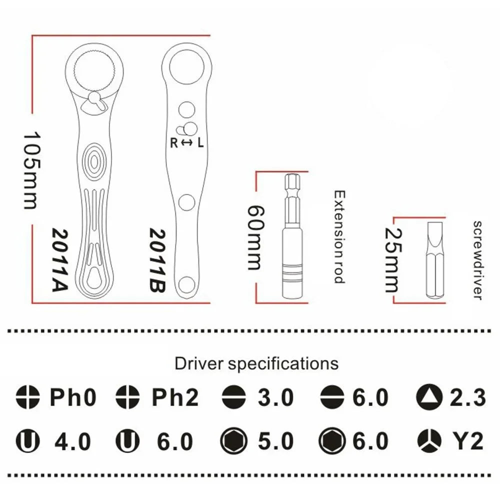 Portable Mini Ratchet Wrench Set Close Quarter Adjustable Screwdriver Bits Set 1/4 Inch Drive Hand Tool Kit for Home Repair Furniture Assembly Car Bike Maintenance Compact Easy Carry DIY Tool Set Gift for Men Father Handyman