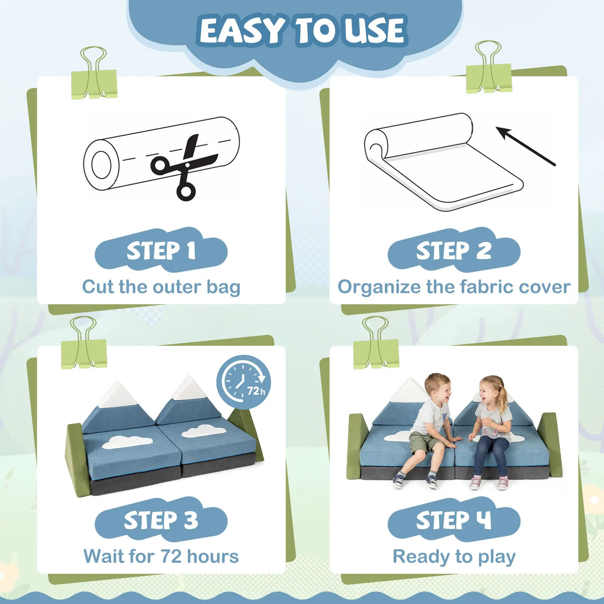 Homasis Modular Kids Play Couch Foam Fort Building Set