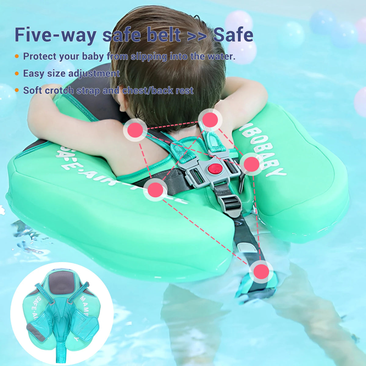 Mambobaby Baby Float With Sunshade Canopy And Safety Strap