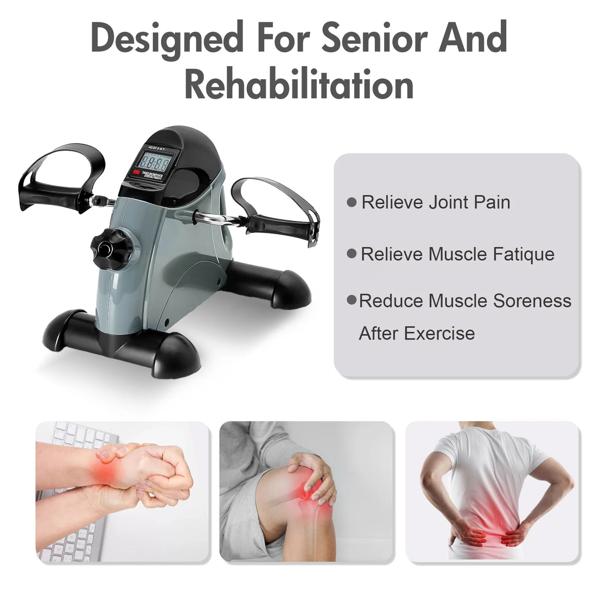 Compact Motorized Under Desk Pedal Exerciser With Digital LCD Display