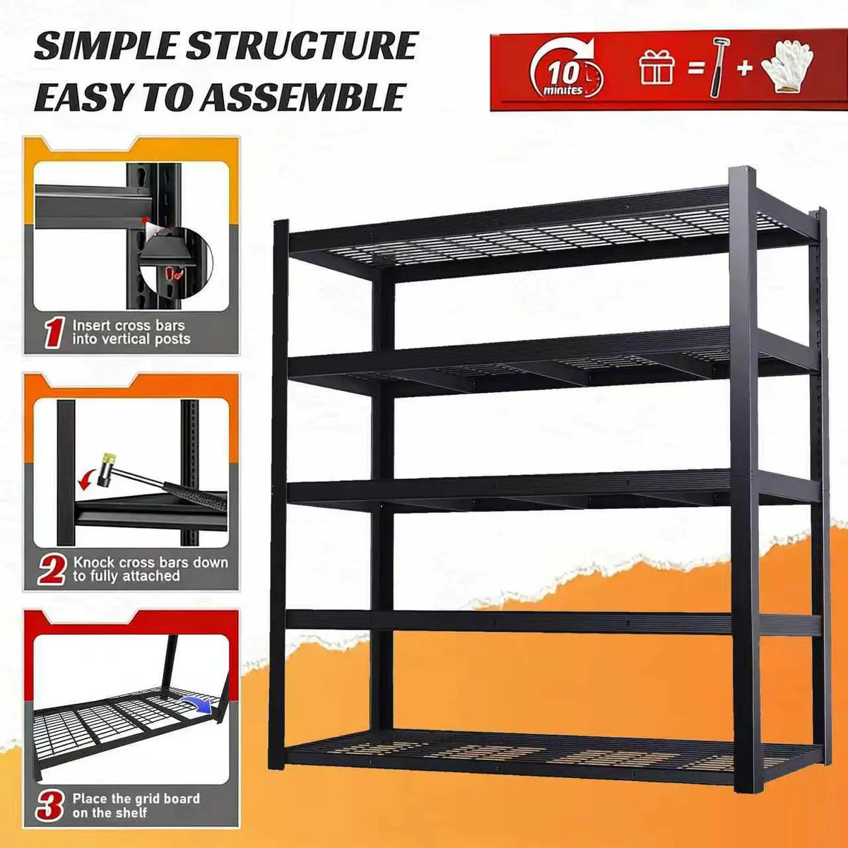 Sarenzoon Adjustable Metal Double Shelf Commercial Utility Storage Rack