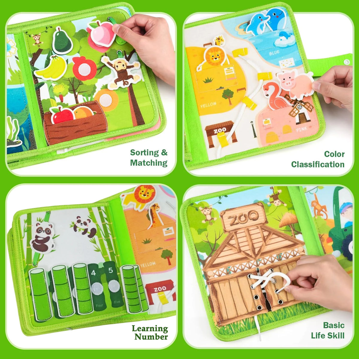 Cloth Learning Board Busy Book For Toddlers Alphabet Numbers Shapes