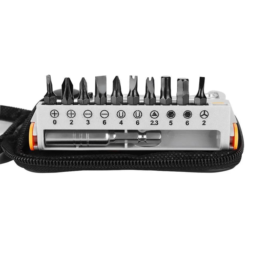 Portable Mini Ratchet Wrench Set Close Quarter Adjustable Screwdriver Bits Set 1/4 Inch Drive Hand Tool Kit for Home Repair Furniture Assembly Car Bike Maintenance Compact Easy Carry DIY Tool Set Gift for Men Father Handyman