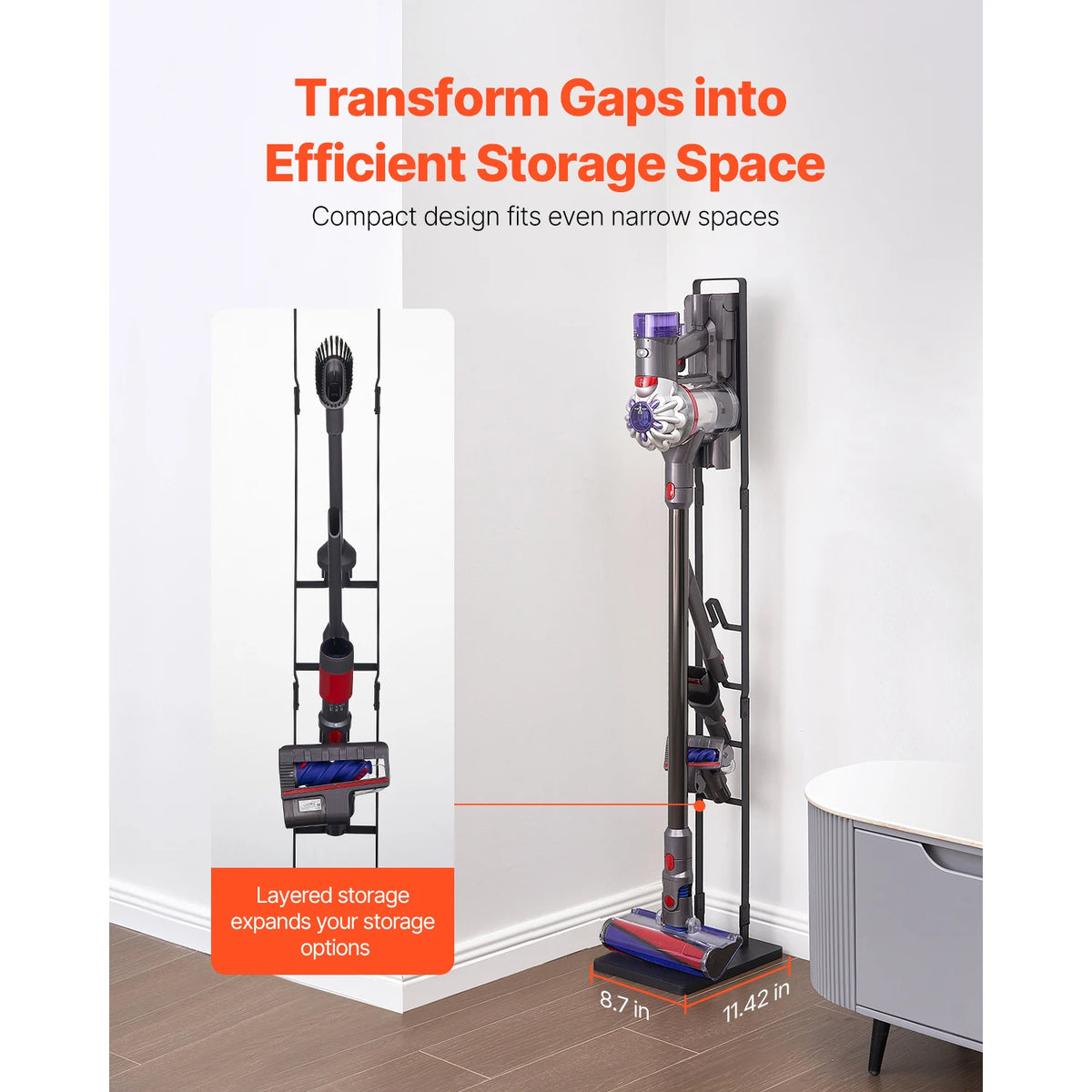 SucceBuy Vacuum Stand Compatible With Dyson Cordless Upright With Hooks