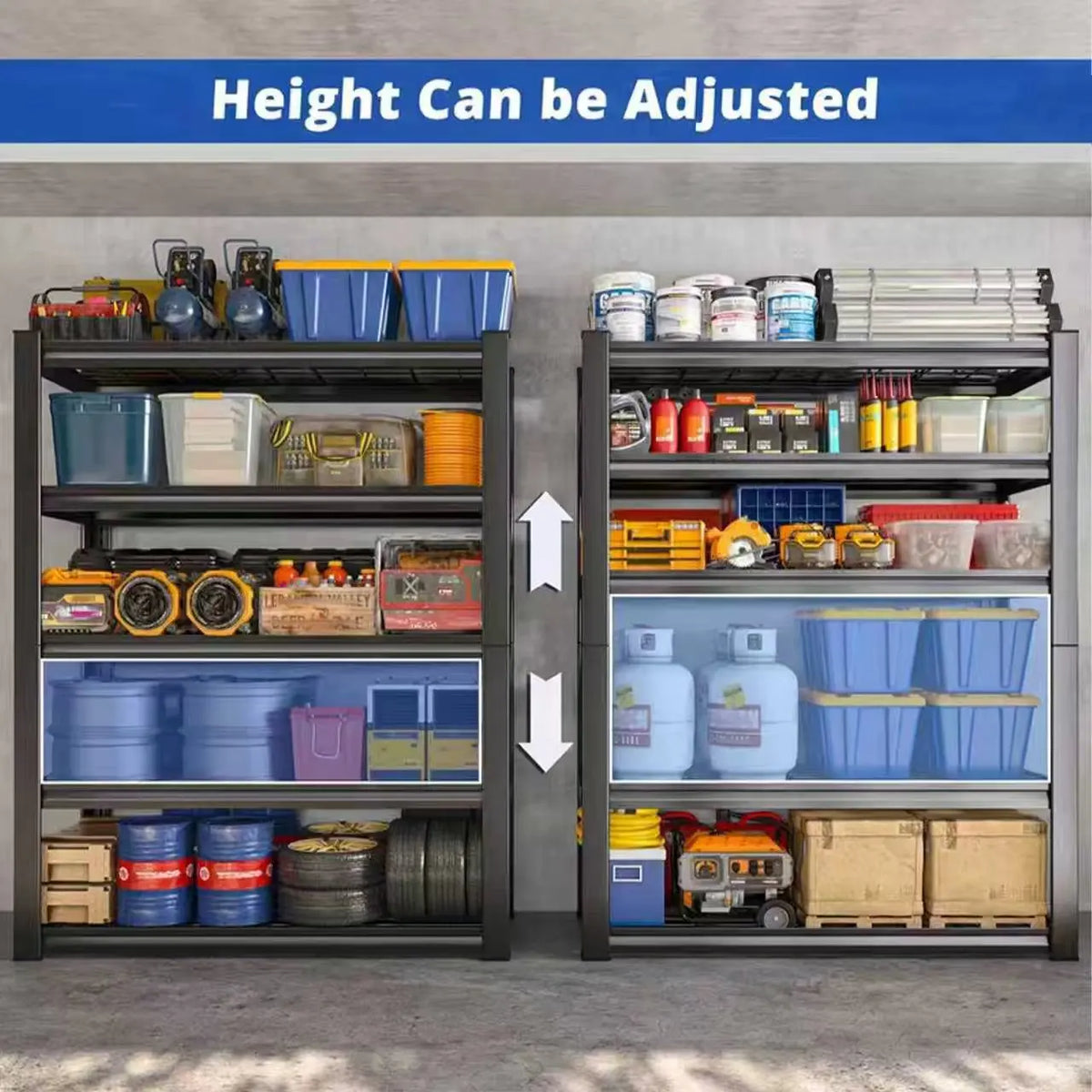 Sarenzoon Adjustable Metal Double Shelf Commercial Utility Storage Rack