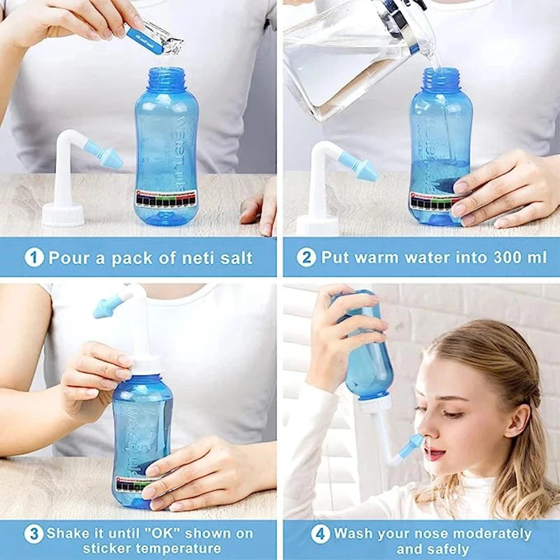 Nasal Irrigator Rinse Bottle For Sinus Allergy Relief System