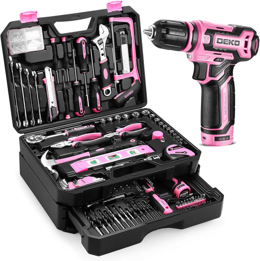 DEKO Home Mechanic Toolbox With 12V Cordless Drill Kit