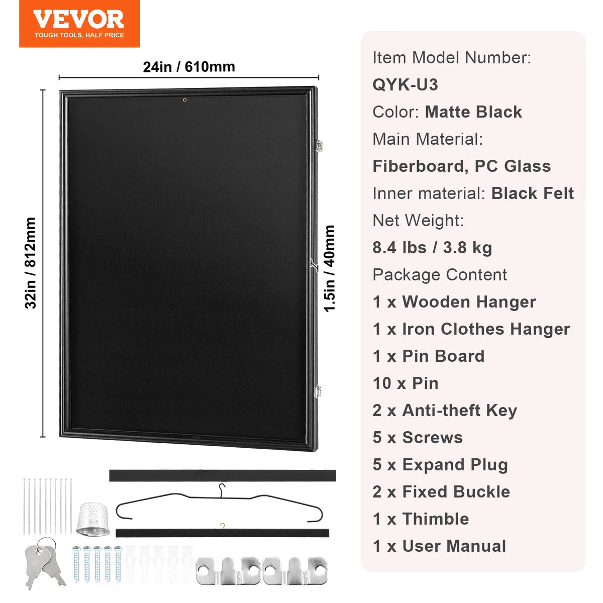 VEVOR Lockable Jersey And Sports Card Shadow Box Display Case