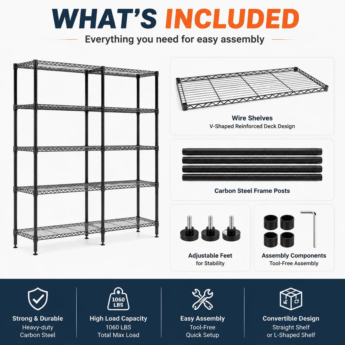 Heavy Duty Adjustable Metal Wire Storage Shelving Rack
