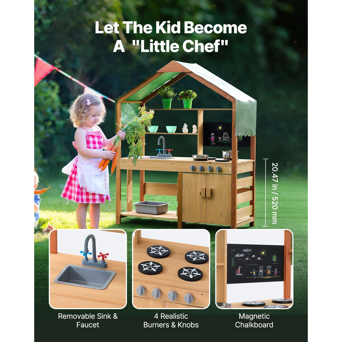 SucceBuy Outdoor Mud Kitchen Cookware Playset For Kids