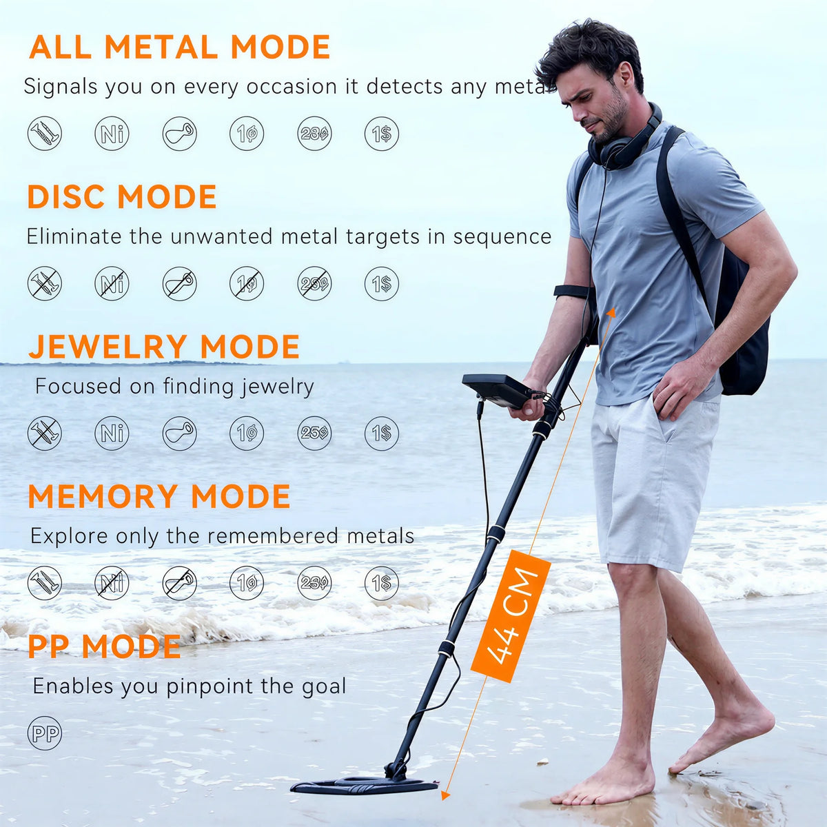SUNPOW Professional Metal Detector With Waterproof Search Coil