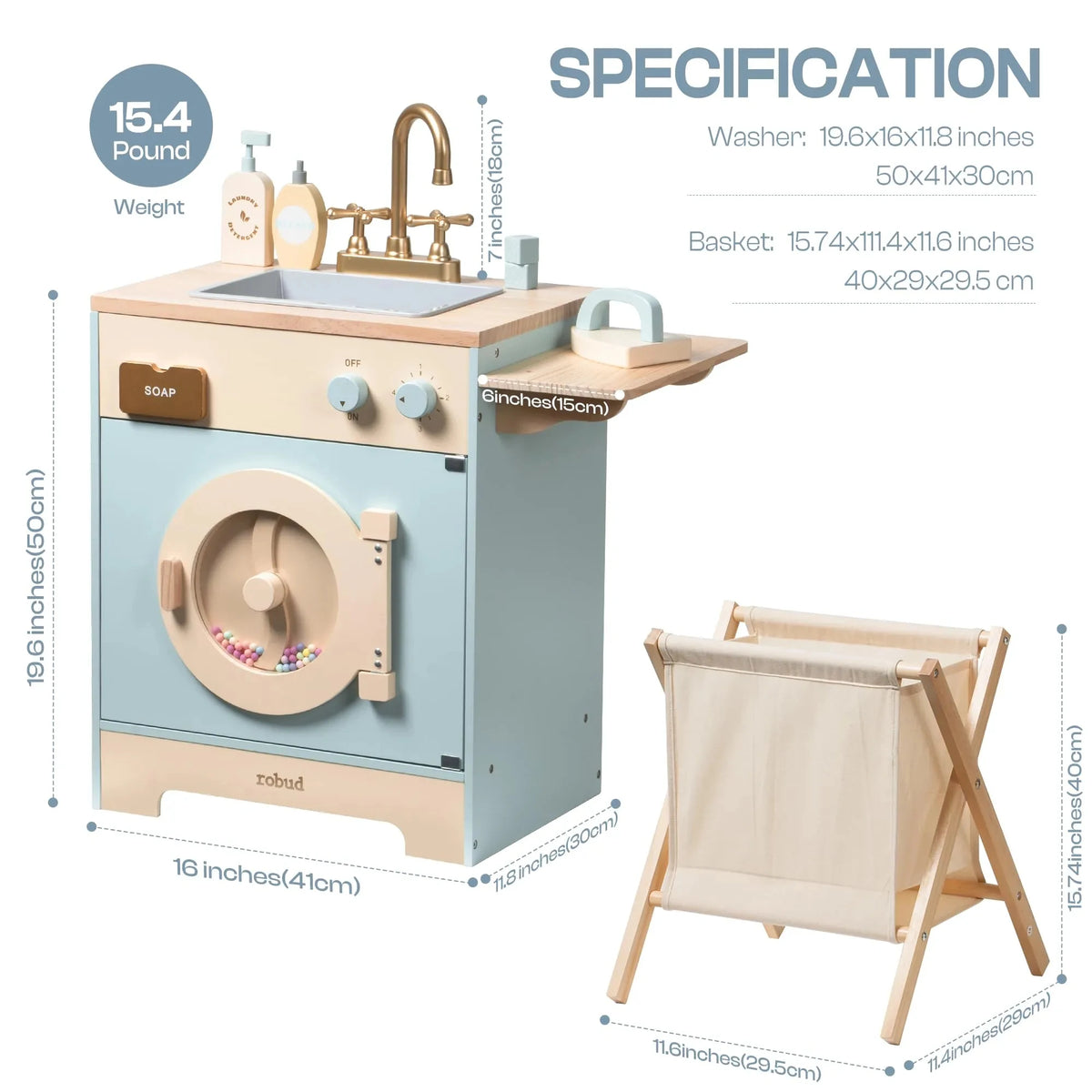 Robud Kids Wooden Play Kitchen Set All In One With Oven Refrigerator