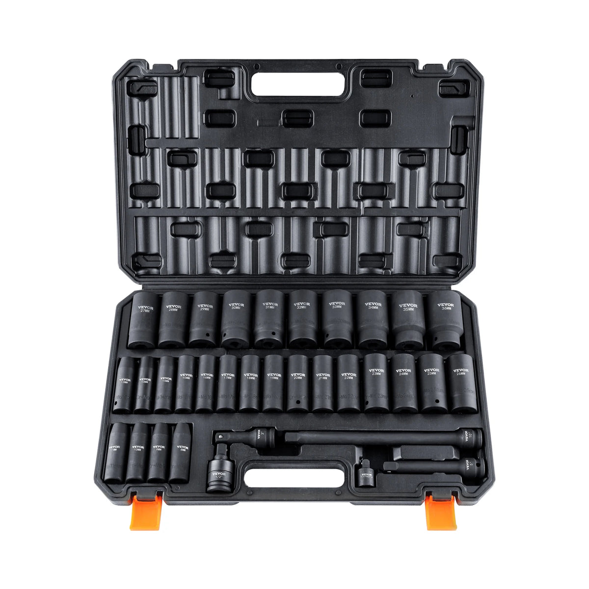 SucceBuy 1/2" 3/8" Drive Impact Socket Set 23/33/34/48/65 PCs Deep Socket Set SAE Metric Cr-V Cr-Mo Alloy Steel for Auto Repair