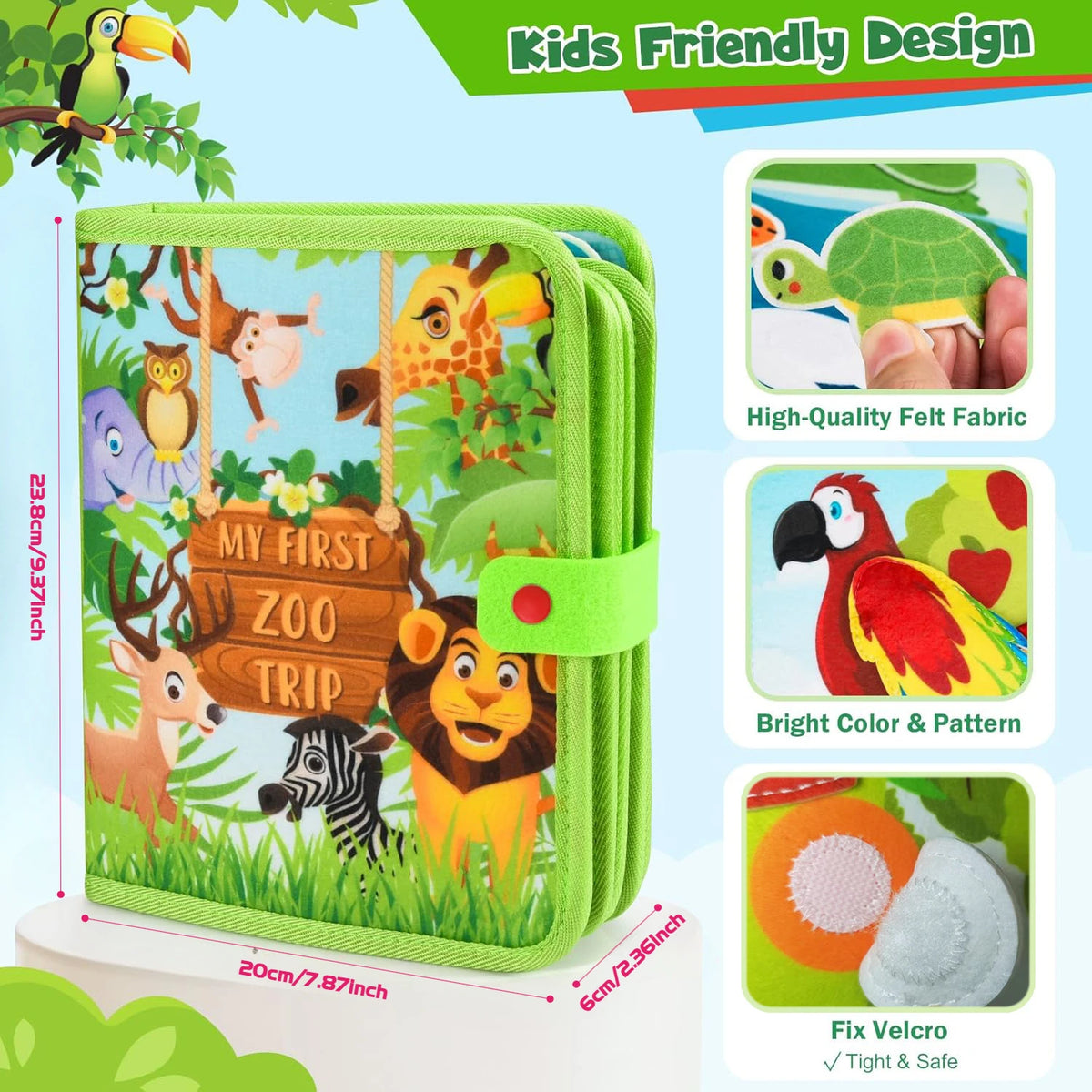 Cloth Learning Board Busy Book For Toddlers Alphabet Numbers Shapes
