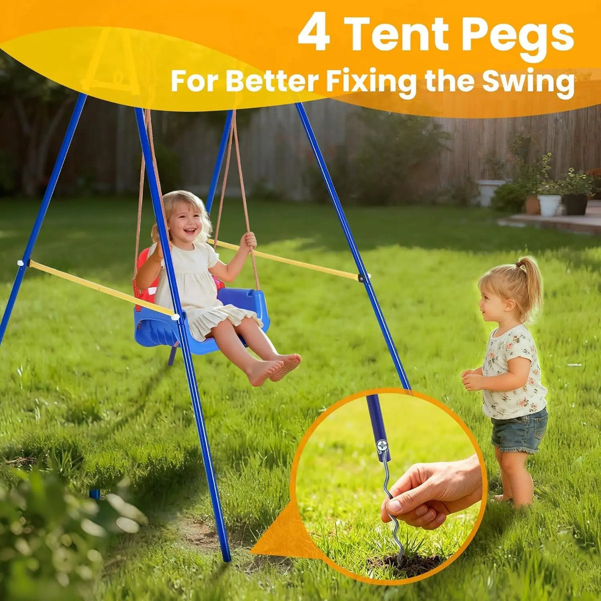 Twister.Ck 4-In-1 Foldable Toddler Swing Set With Basketball Hoop