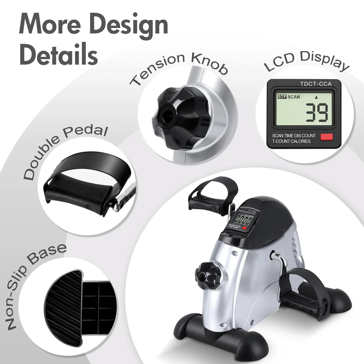 Compact Motorized Under Desk Pedal Exerciser With Digital LCD Display