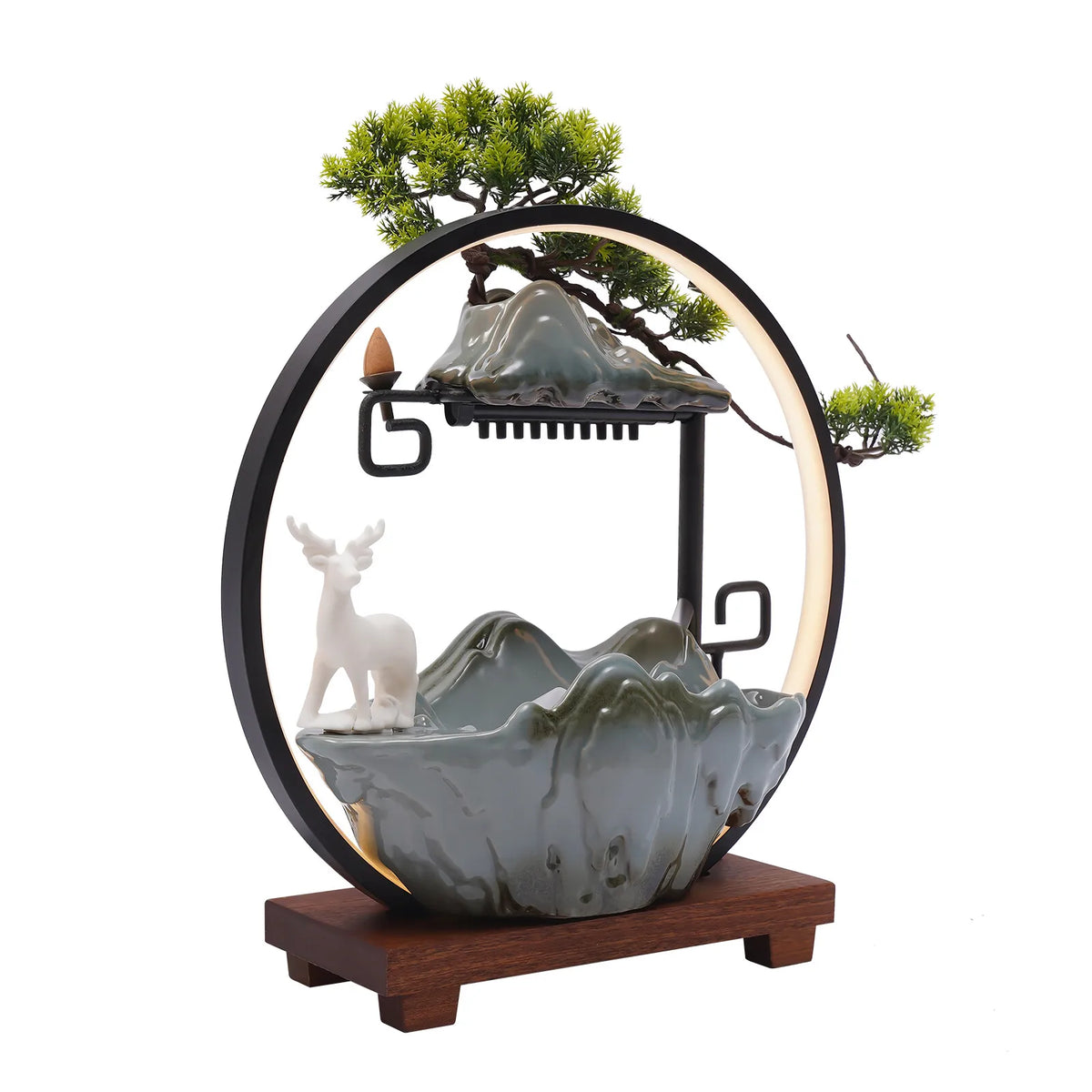 Bymaocer Decorative Tabletop Fountain Featuring Led Light Mist Effect