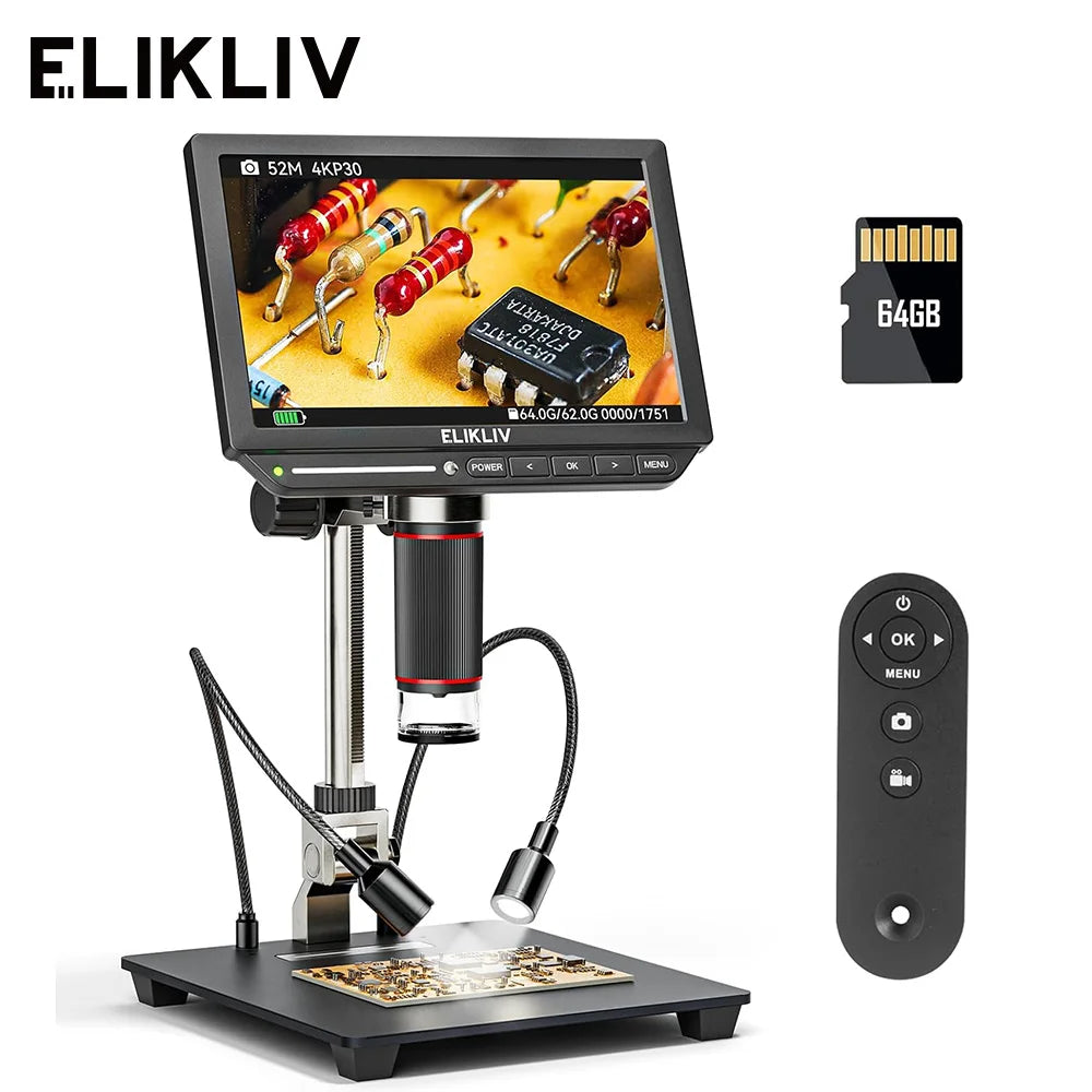 Elikliv EM4K 4K HDMI Digital Microscope For Electronics Soldering