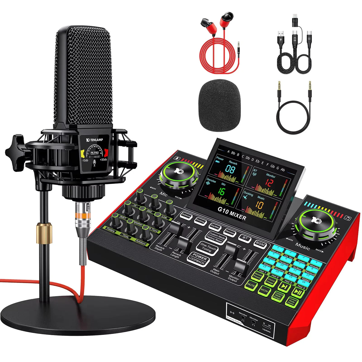 Tenlamp Six Channel Audio Mixer With Live Sound Card Streaming