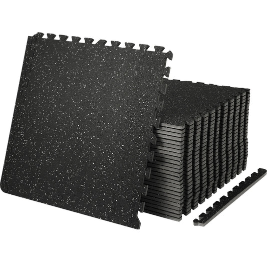 SucceBuy Interlocking EVA Foam Gym Floor Mats With Rubber Top