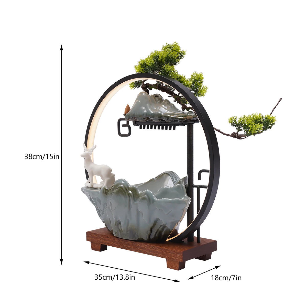 Bymaocer Decorative Tabletop Fountain Featuring Led Light Mist Effect