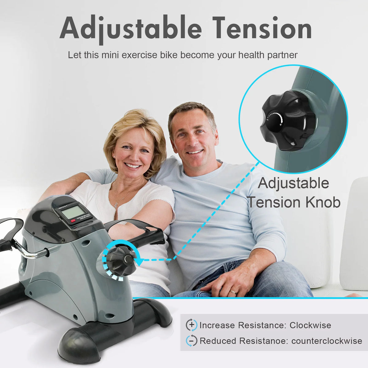 Compact Motorized Under Desk Pedal Exerciser With Digital LCD Display