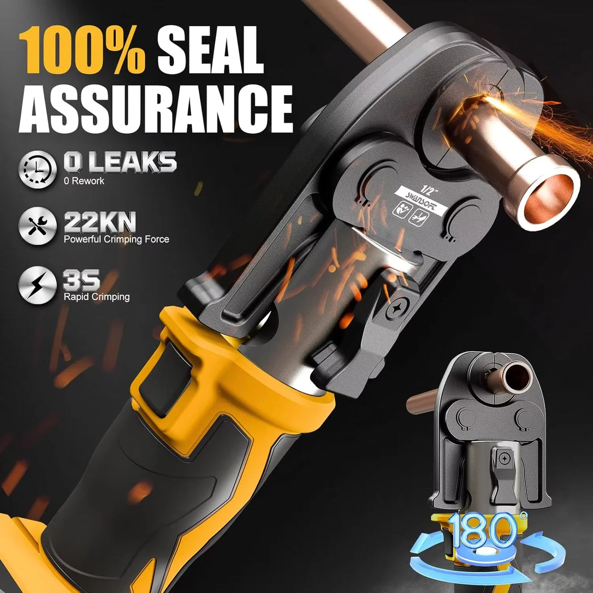 Swansoft 18V 22kN Rechargeable Electric Copper Pipe Press Tool