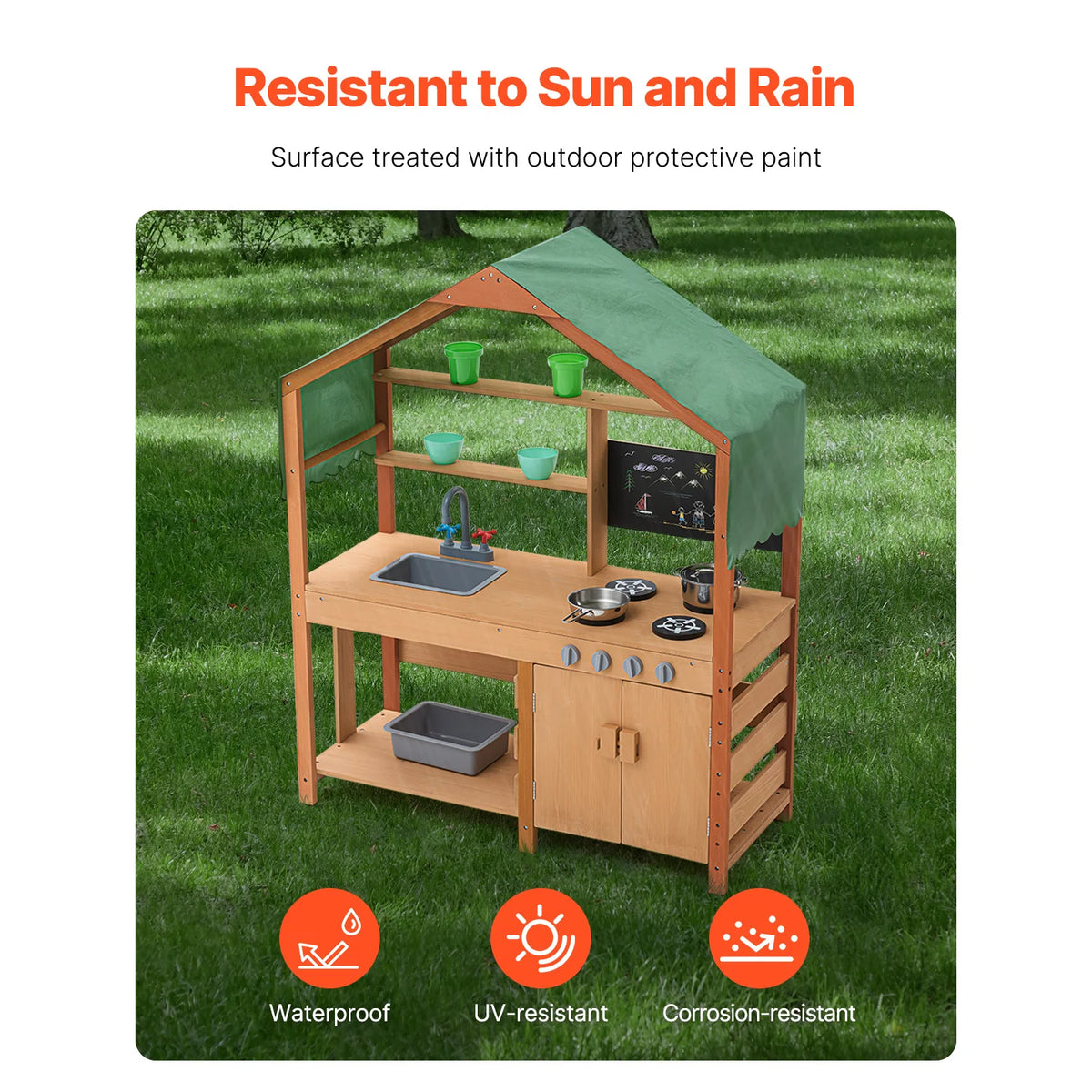SucceBuy Outdoor Mud Kitchen Cookware Playset For Kids