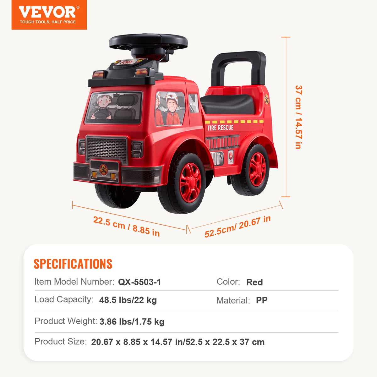 SucceBuy Kids Ride On Push Car With Music Steering Wheel
