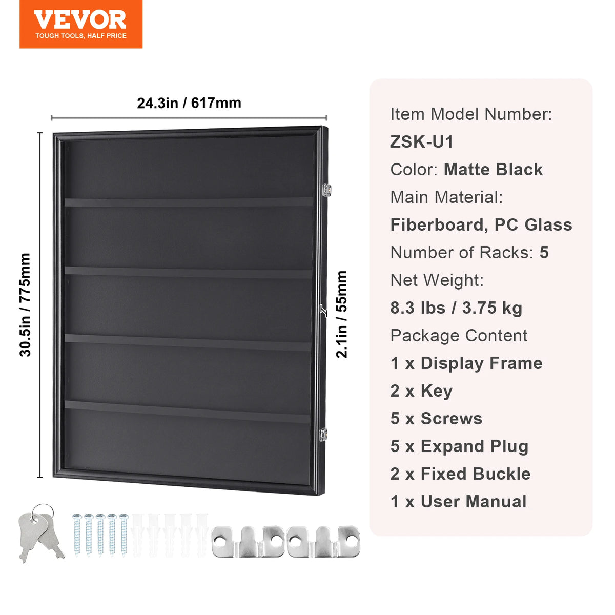 VEVOR Lockable Jersey And Sports Card Shadow Box Display Case