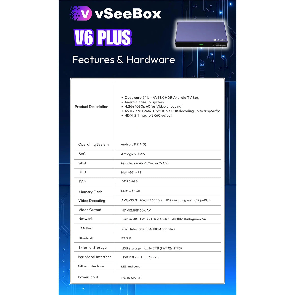 Jisyonk V6 Android TV Box 8K HD WiFi6 Voice Control