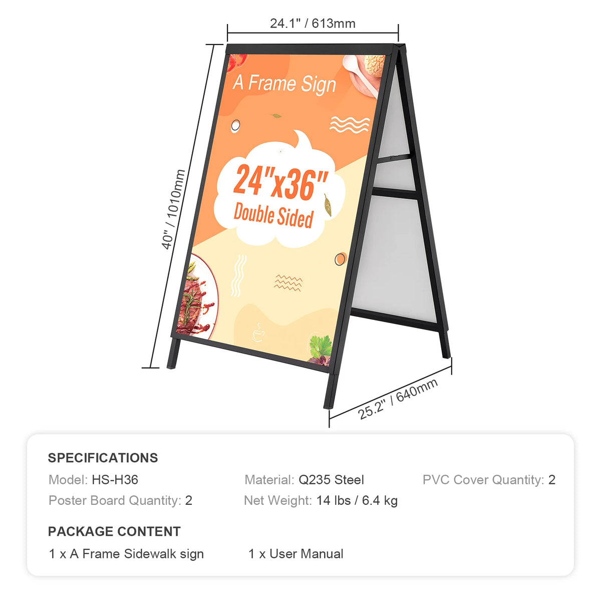 SucceBuy Double Sided Metal Poster Board Easel Display Stand