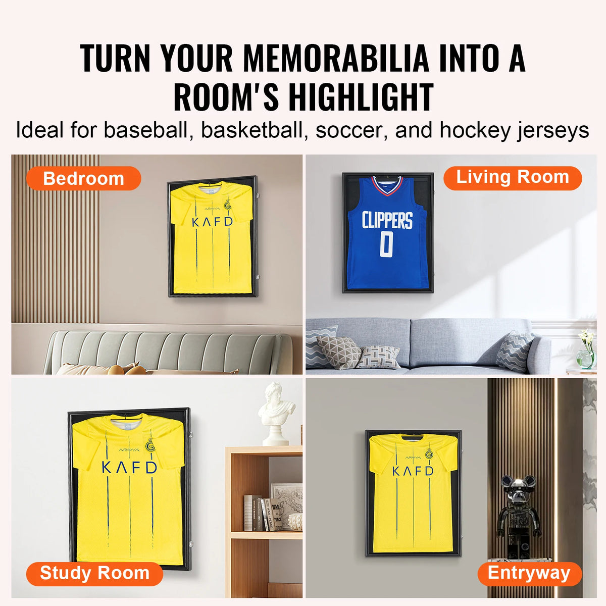 VEVOR Lockable Jersey And Sports Card Shadow Box Display Case