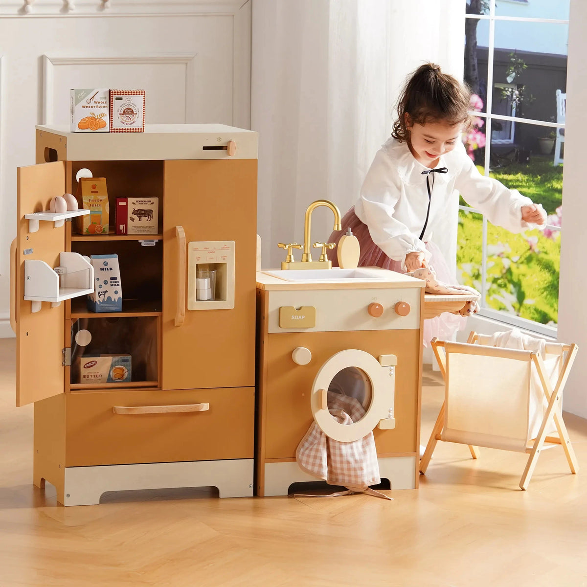 Robud Wooden Play Kitchen Set With Oven Fridge And Washer