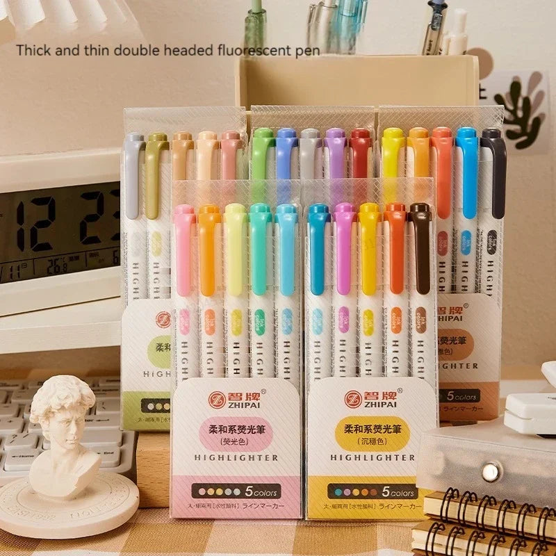 Double Headed Highlighter Pens Set For School Office Drawing