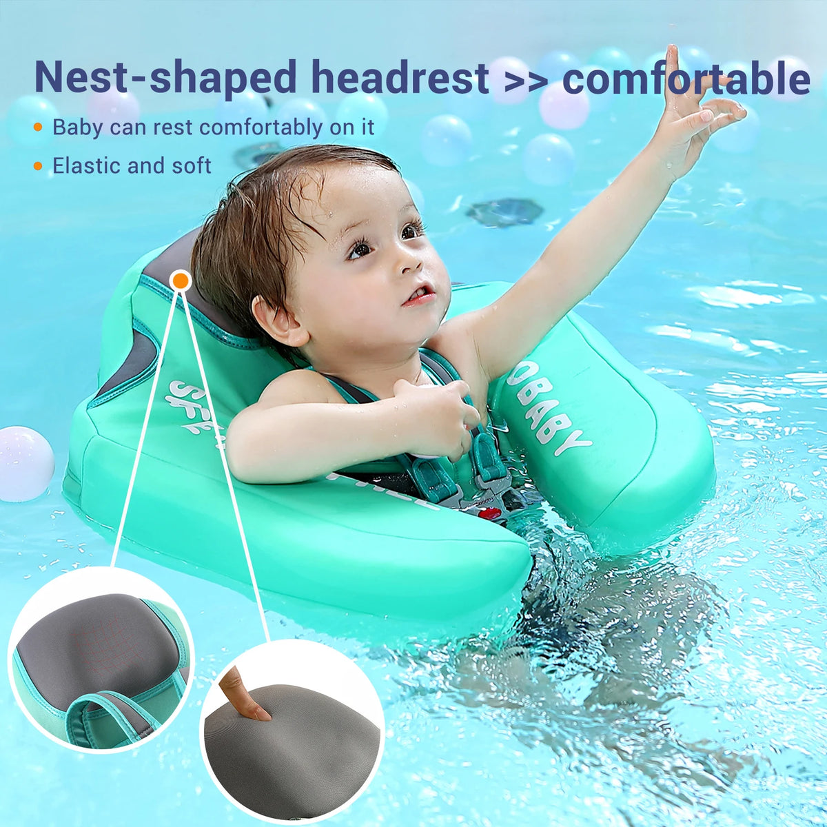 Mambobaby Baby Float With Sunshade Canopy And Safety Strap