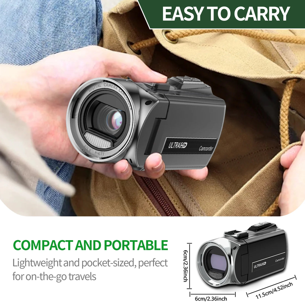 4K Handheld Vlog Camera With 18X Digital Zoom Flip Screen