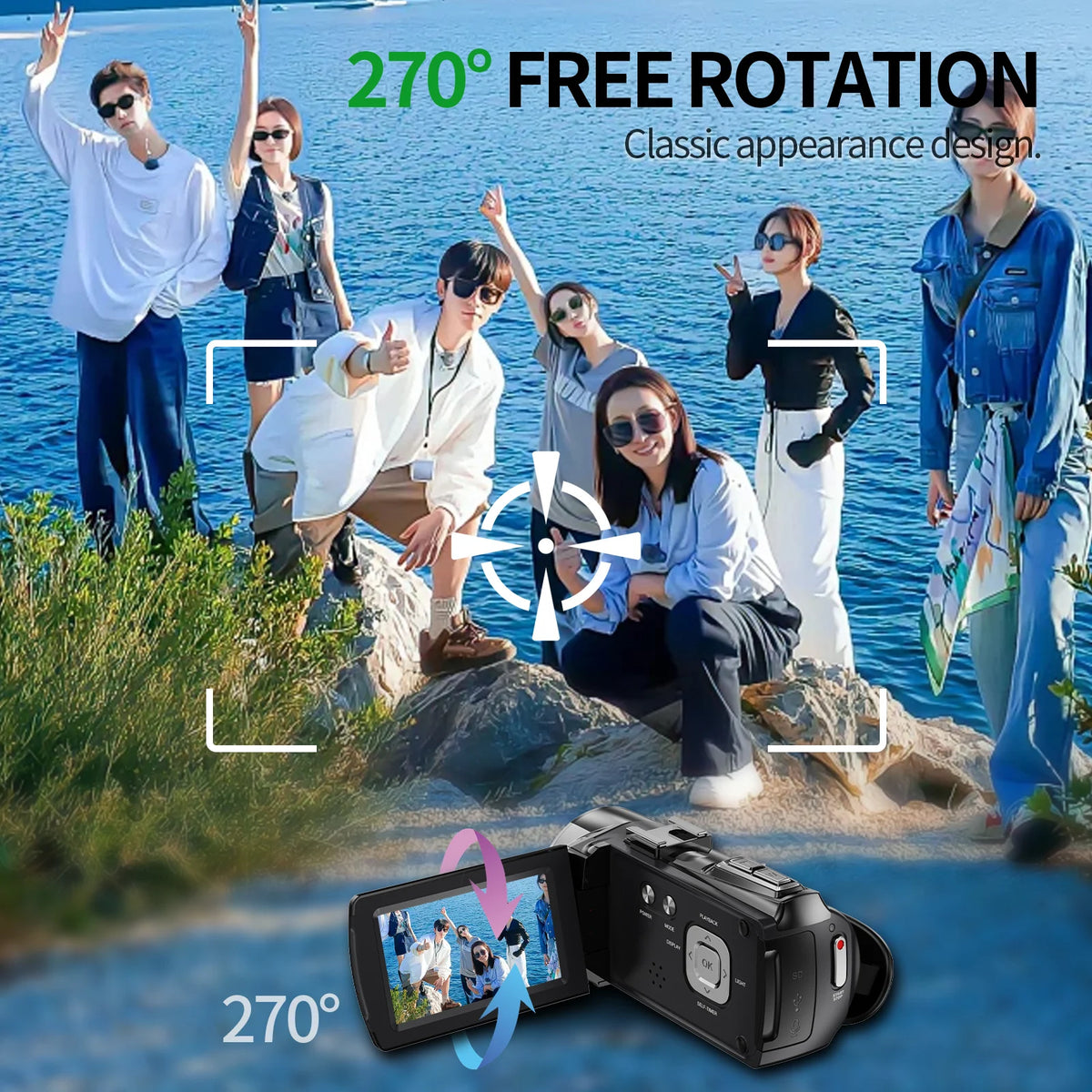 4K Handheld Vlog Camera With 18X Digital Zoom Flip Screen