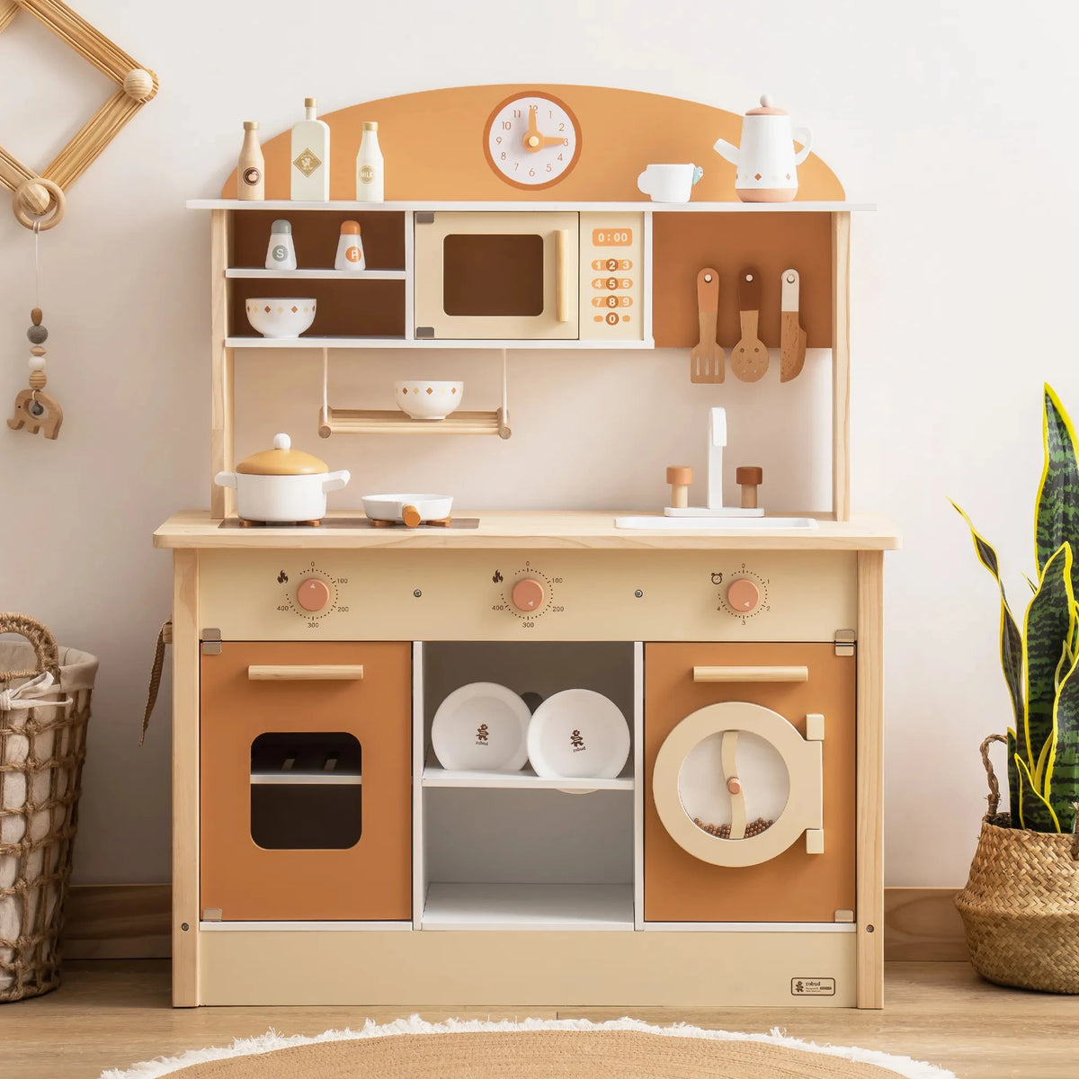 Robud Wooden Play Kitchen Set With Oven Fridge And Washer