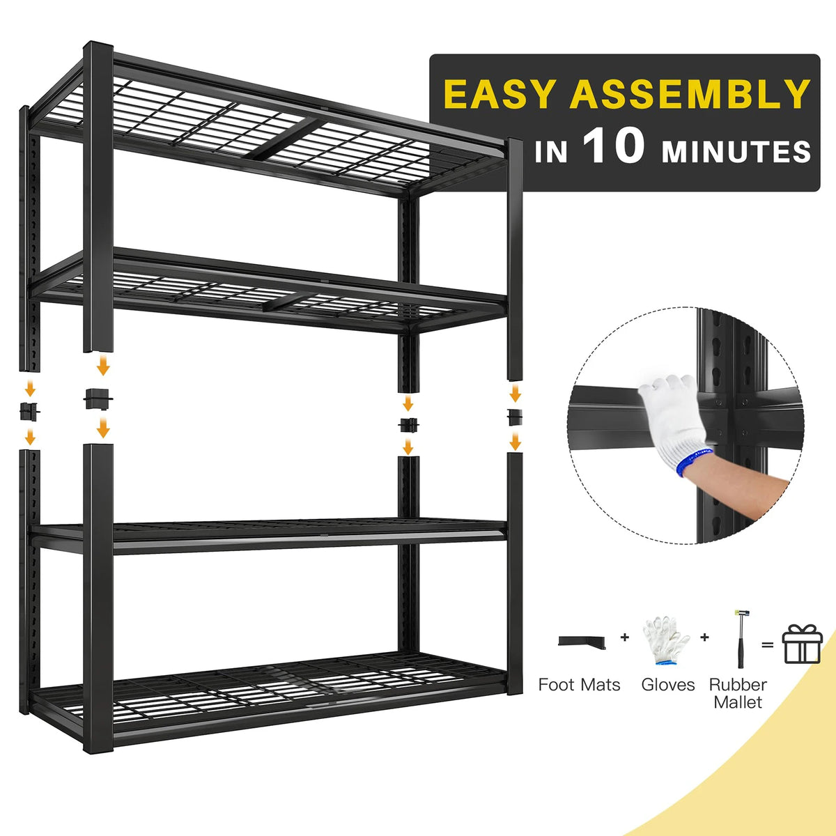Sarenzon Heavy Duty Four Tier Metal Utility Storage Rack